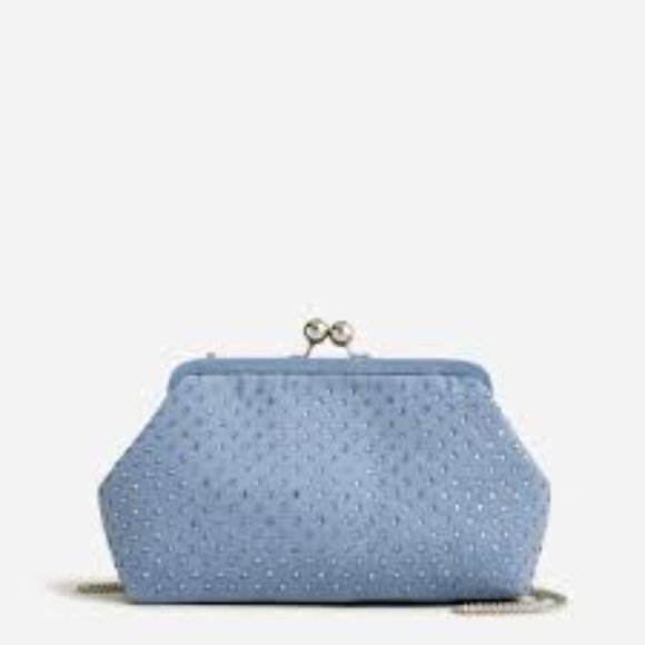 J. Crew Handbags - J.Crew Canvas Clutch with Crystals Bag Purse Blue New